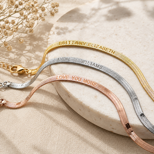 Personalized Engraved Herringbone Bracelet