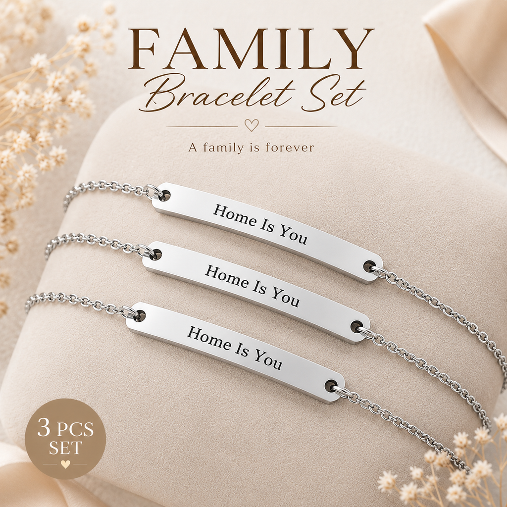 Personalized Family Bracelet Set – 3 PCS