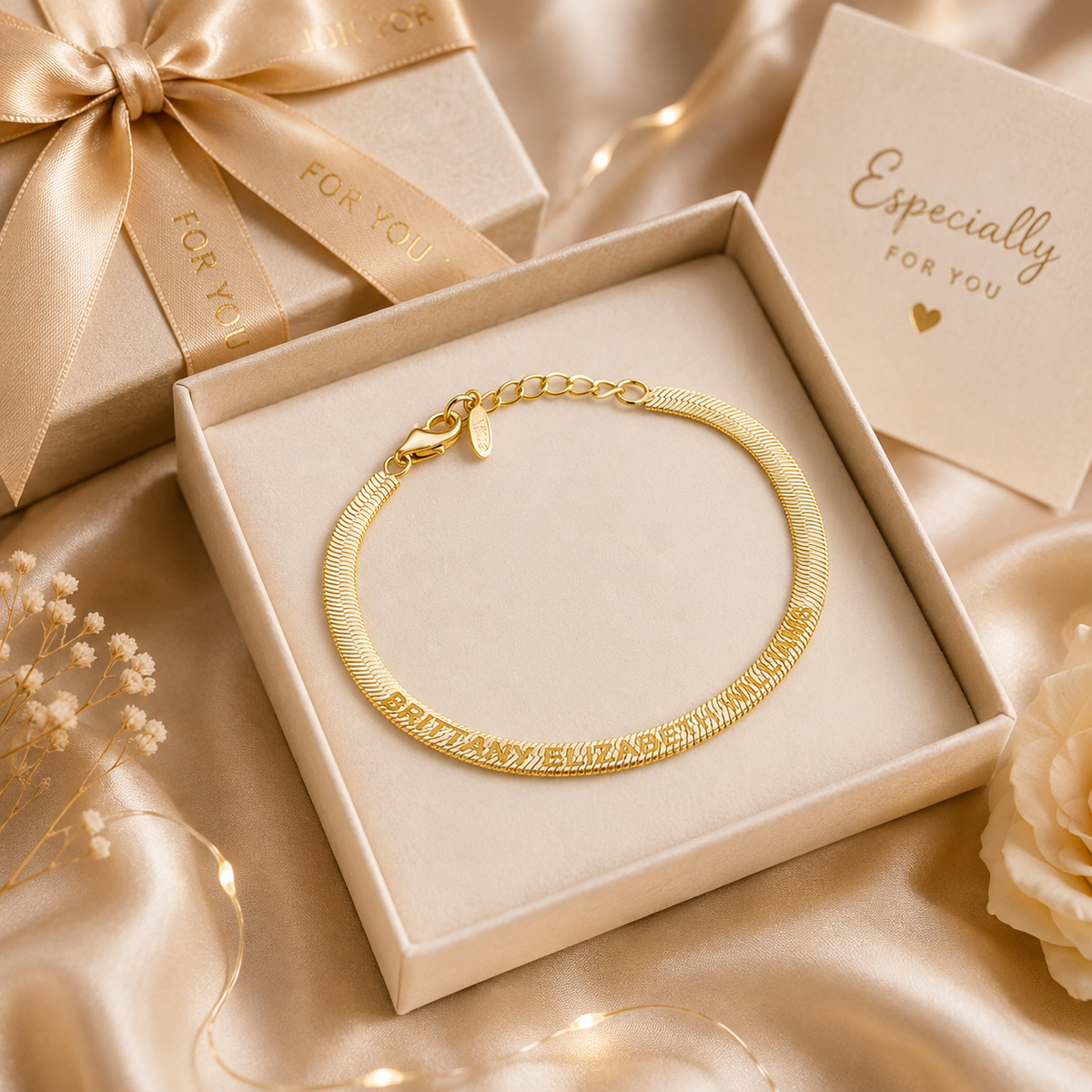 Personalized Engraved Herringbone Bracelet