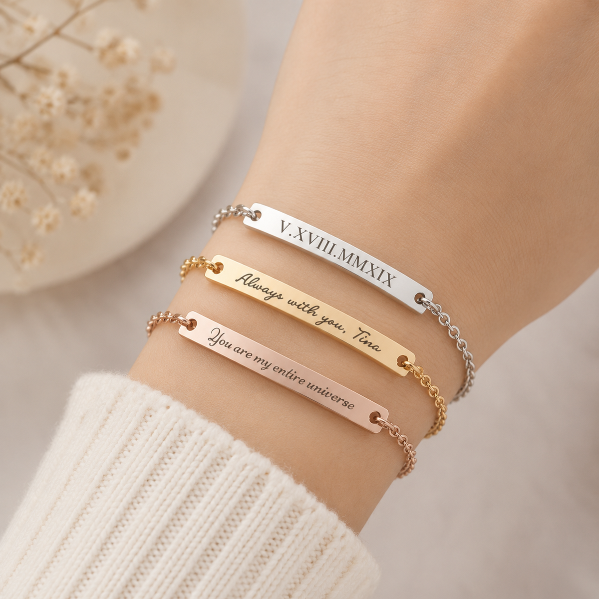 Personalized Engraved Bar Bracelet